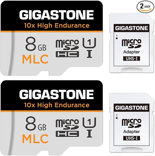 GIGASTONE Industrial 8GB MLC Micro SD Card 2-Pack, Full HD Video Recording by Gigastone