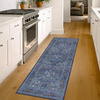 Dark Blue Washable 2x7 Runner Rug Non Slip - Image 3