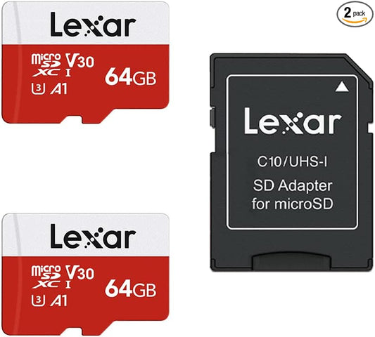 Lexar 64GB Micro SD Card 2 Pack, microSDXC UHS-I Flash Memory Card by Lexar