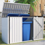 AECOJOY Outdoor Trash Can Storage Shed, 46 Cu.Ft Metal Garbage Bin Enclosure by AECOJOY