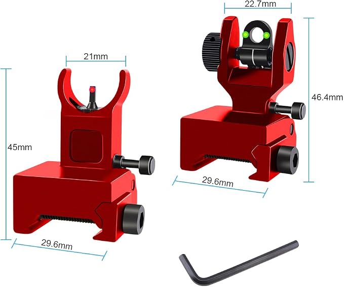 Fiber Optic Flip Up Iron Sights Picatinny Rail Mounted Front and Rear Backup - Image 6