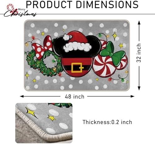 Christmas Santa Grey Decorative Front Door Mat, Xmas Wreath - Image 3