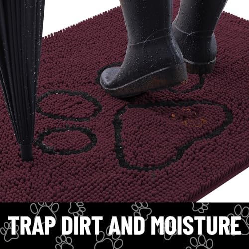 Smiry Dog Door Mat for Muddy Paws, Absorbent Non Slip Dirt Trapper - Image 2