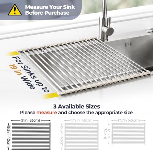 Tomorotec Roll Up Dish Drying Rack Over Sink, 304 Steel - Image 4