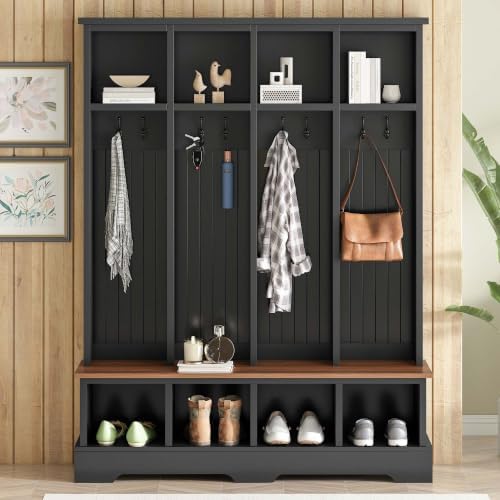 4-in-1 Hall Tree with Storage Bench Shoe Organizer/ Shelves by HRVEOCEI