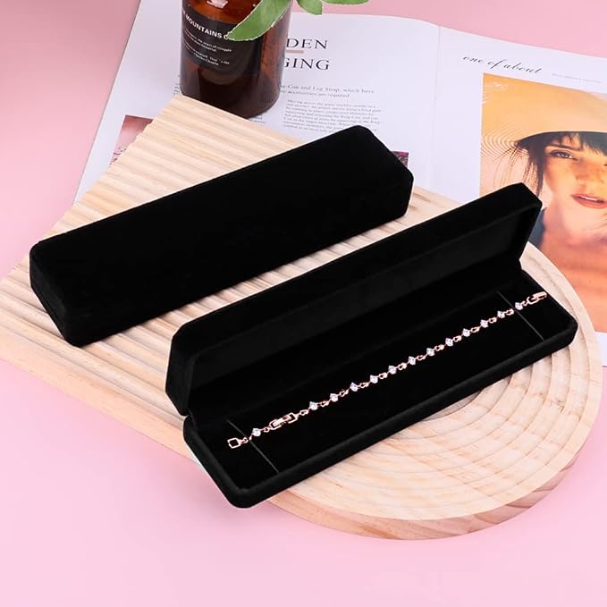 iSuperb Set of 2 Velvet Necklace Box Long Bracelet Box Display Chain Jewelry - Image 7