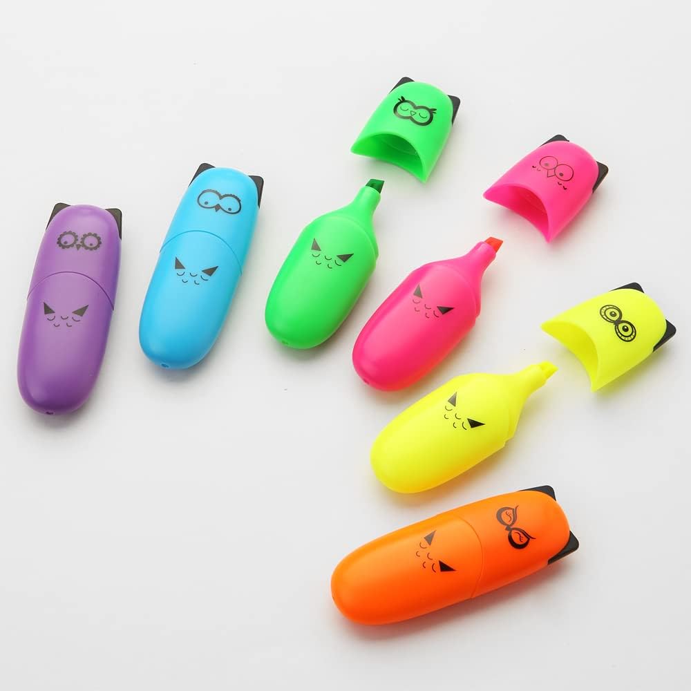 12 pieces Cute Animal Design Vet Tech Week Gifts Mini Highlighter Pen Assorted Colors Chisel Tip Gift Highlighter Marker - stocking stuffers for kid - kawaii stuffs