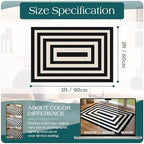 Front Door Mat Indoor Outside Entrance, 2x3 Modern Black White Rug - Image 2