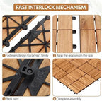 Yaheetech 27PCS Acacia Interlocking Deck Tiles Outdoor Patio Flooring - Image 6