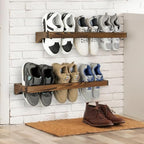 MyGift 30 Inch Rustic Burnt Wood Wall Shoe Rack Set of 4 Holds 12 Pairs - Image 4