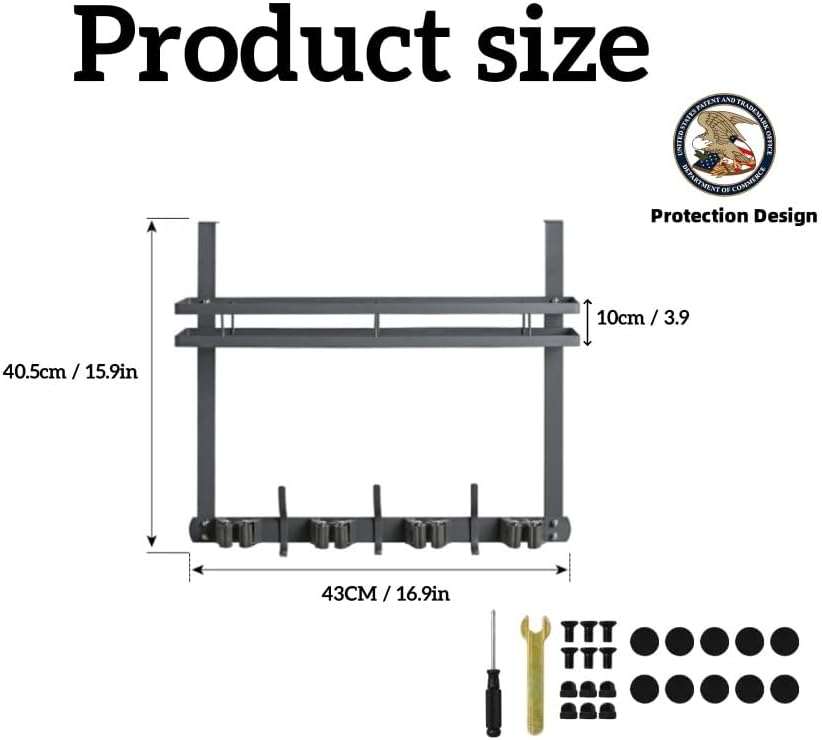 Over the Door Heavy Duty Metal Broom & Mop Holder, No-Drill Cleaning Supply - Image 3