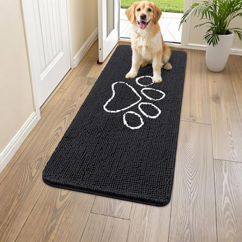 Smiry Dog Door Mat for Muddy Paws, Absorbent Non Slip Dirt Trapper by Smiry