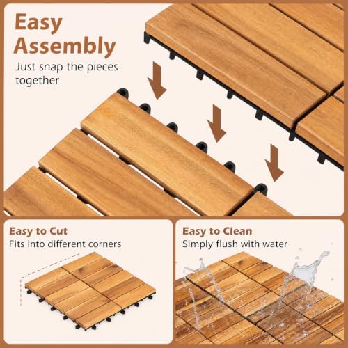 Goplus 27-Pack Acacia Wood Interlocking Deck Tiles - Image 7