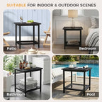 2-Tier Outdoor Side Table with Storage, Weather Resistant Patio End Table - Image 5