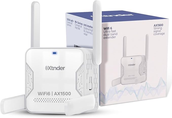WiFi Extender AX1500 Signal Booster Long Range, Covers 13, 000 Sq.Ft & 100+ by Xtnder