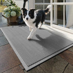 Front Door Mat Outside Entrance Drainage Doormat Grey 20"x31" by QiCaiJia