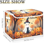 Bolaz Storage Bins with Lids and Handles, Maple Leaves Ghost Pumpkin Storage - Image 3