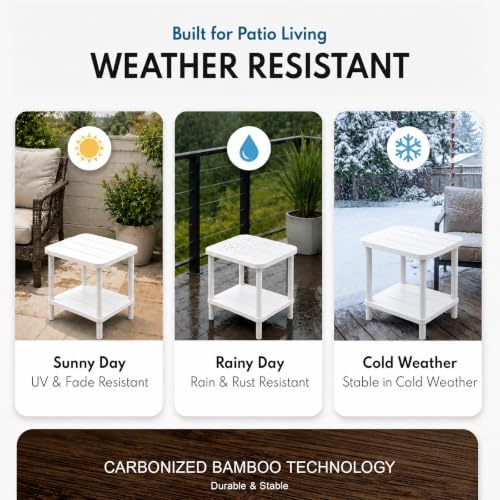 PASAMIC Outdoor Side Table, 2-Tier Oval Patio Table - Image 5