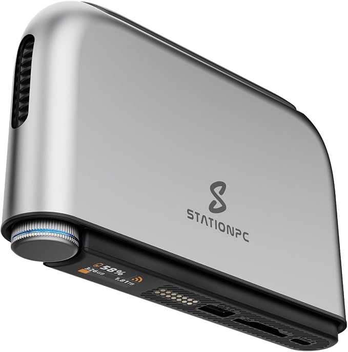 PocketCloud Portable NAS, M.2 NVMe & SD Card Slots, One-Click Backup, Wi-Fi 6 by STATIONPC