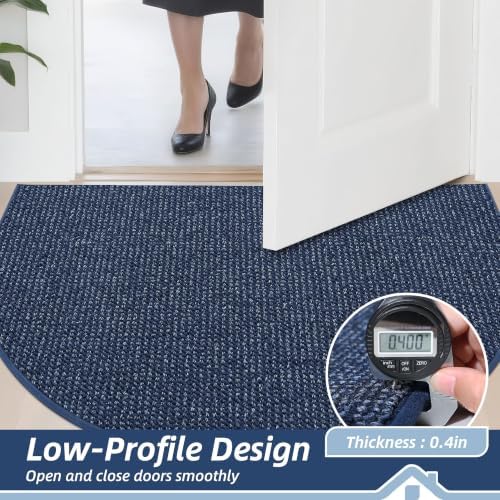 BEQHAUSE Dirt Trapper Door Mat 17" x 30" Half Circle Non Slip Rugs - Image 5