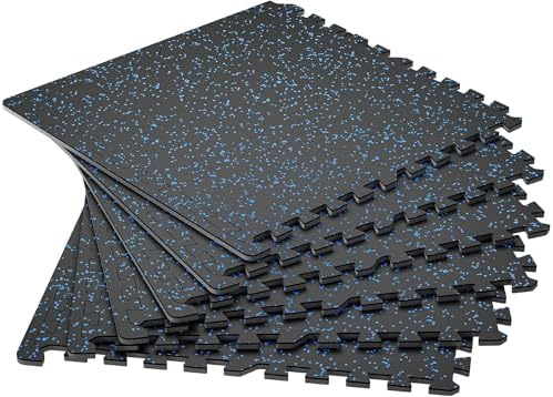 SUPERJARE 0.4'' Thick 6 Pcs 24 Sq Ft Rubber Top Exercise Equipment Mats by SUPERJARE