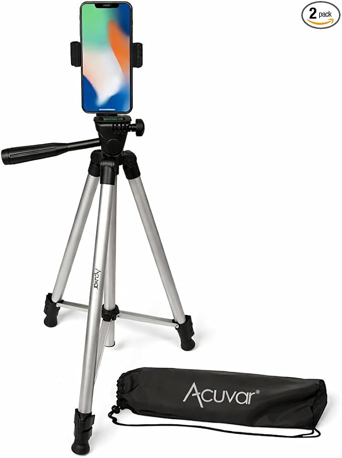 Acuvar 50” Phone Tripod with Rotating Mount – Vertical & Horizontal Filming by Acuvar