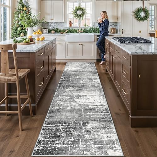 Washable 12ft Kitchen Area Rug: Abstract Entryway Rug Runner Soft Bedroom by HYHAOYUNLAI