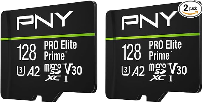 PNY 128GB PRO Elite Prime™ C10 U3 V30 A2 microSDXC Flash Memory Card – by PNY