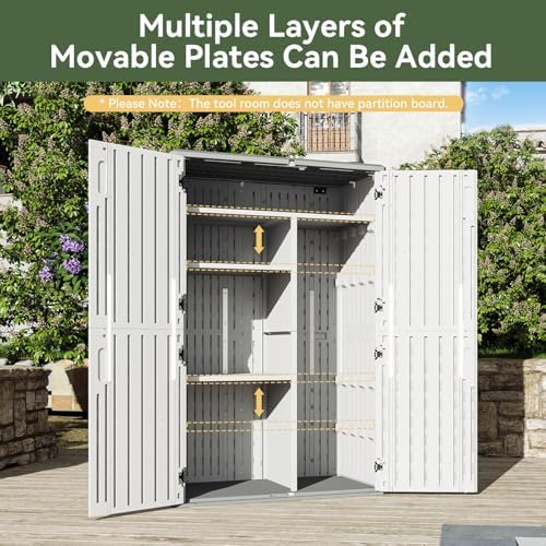 Aoxun Outdoor Storage Shed, 64 Cu.Ft Vertical Resin Sheds - Image 5