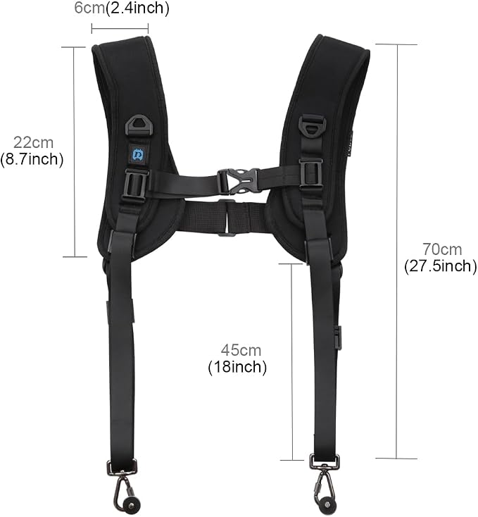 PULUZ Dual Camera Shoulder Harness Quick Release Double Camera Tether Strap - Image 3