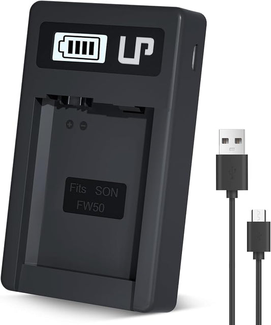 NP-FW50 Battery Charger, LP LCD Display USB Charge Port Station, Compatible by LP