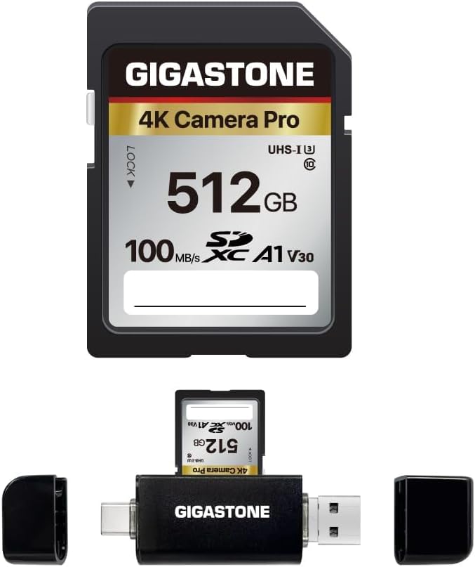 【5-Years Data Recovery】 GIGASTONE 512GB SD Card by Gigastone