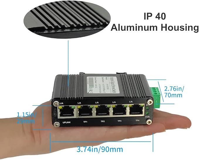 Mini Industrial 5-Port Gigabit Ethernet Switch - Image 3