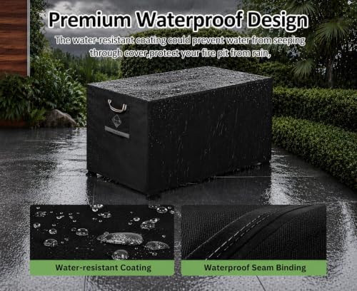 QH.HOME Fire Pit Cover Rectangular 44", 600D Heavy Duty 100% Waterproof - Image 5