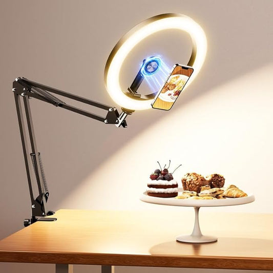 Magnetic Overhead Ring Light for Desk, 10” Selfie Light by Evershop