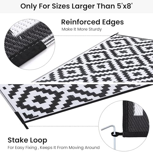 Smiry Outdoor Rug 8x10 ft Waterproof Reversible Boho Mat - Image 4