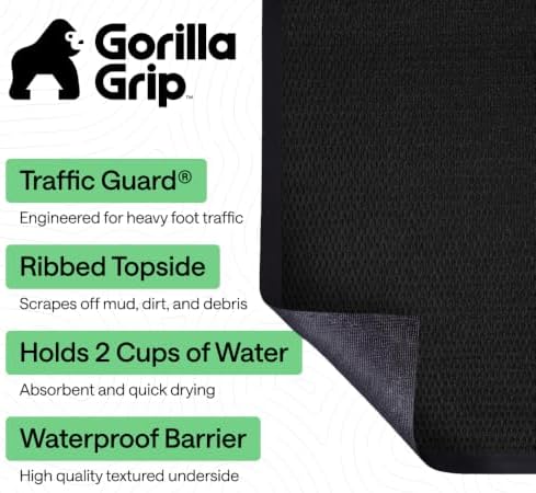 GORILLA GRIP Traffic Guard Indoor Outdoor Heavy Duty Door Mat, 29x17 Black - Image 2