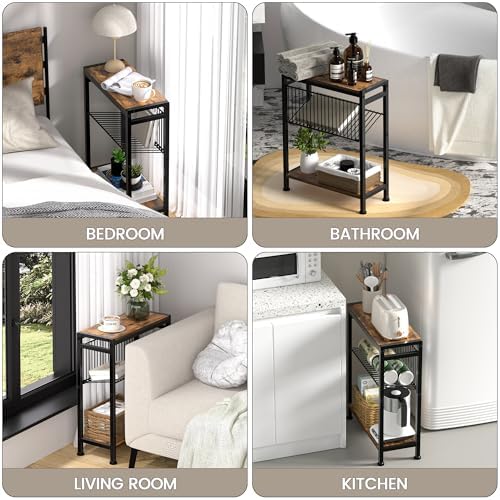 Small Side Table for Small Space, 3-Tier Narrow End Table - Image 5