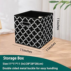 Black Foldable Storage Cubes Bins, Fabric Storage Box Cubes Organizer Baskets - Image 2