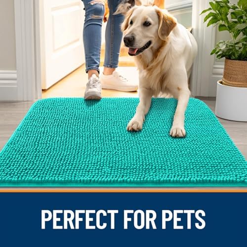 OLANLY Dog Door Mat for Muddy Paws 36x24, Super Absorbent Chenille Mud Mat - Image 6