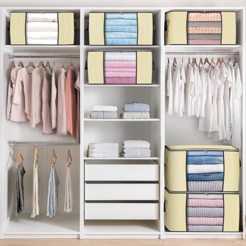 90L Large Storage Bags, 6 Pack Clothes Storage Bins Closet Organizers - Image 5