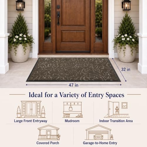 Yimobra Extra Large Front Door Mat, Floral Outdoor Mat - Image 2