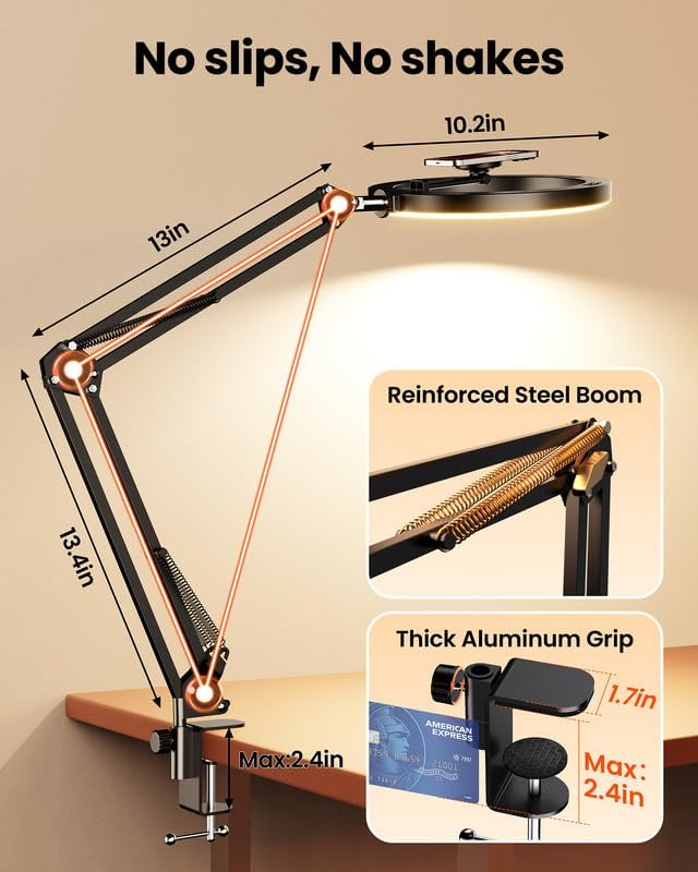 Magnetic Overhead Ring Light for Desk, 10” Selfie Light - Image 6