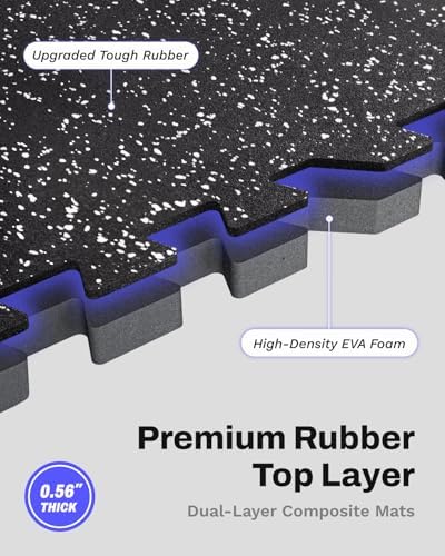 AIRHOP 0.56in Thick 96 Sq Ft Exercise Equipment Mats, 24 Tiles Upgraded Rubber - Image 2