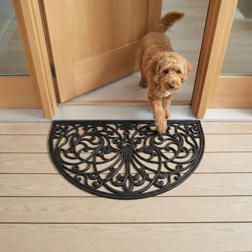 Kempf Rubber Scroll Doormat Half Moon Mat, Indoor Outdoor Entrance Mat - Image 5