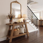 43.3" Solid Wood Entryway Table, 2-Tier Farmhouse Console Table - Image 7