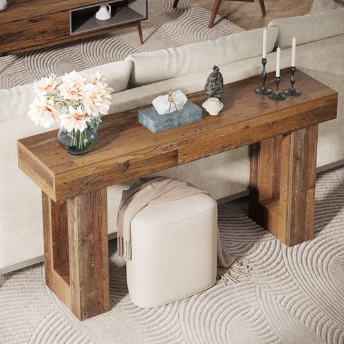 Tribesigns 63-Inch Long Console Table, Wooden Rectangular Sofa Table Behind The - Image 5