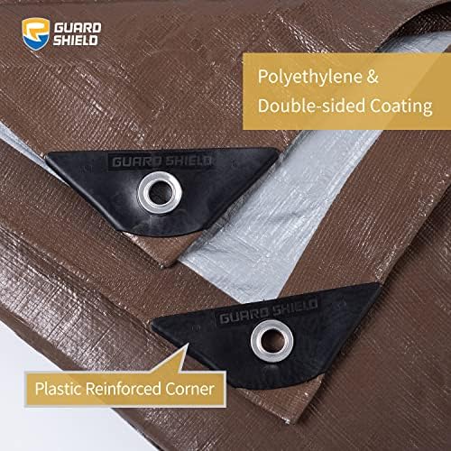 GUARD SHIELD Tarps Heavy Duty Waterproof 12x12 Feet Brown/Silver Poly Tarp - Image 2