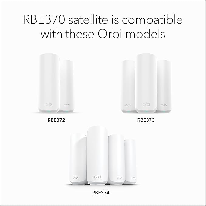 NETGEAR Orbi 370 Series Dual-Band WiFi 7 Mesh Network Add-on Satellite – Works - Image 4