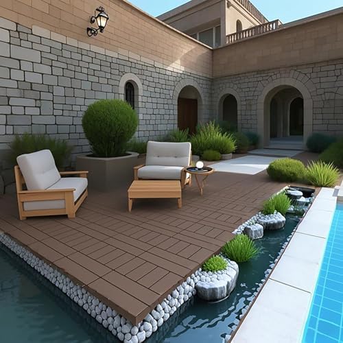 Plastic Interlocking Deck Tiles, 44 Pack Patio Sheets - Image 6